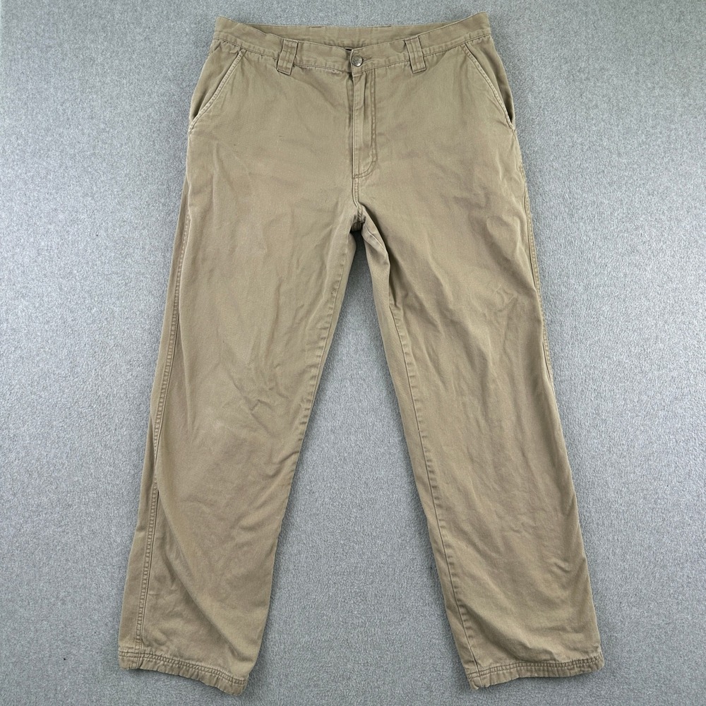 Woolrich Pants Mens 36x32 Khaki Flannel Lined Chino Trousers Workwear Cotton